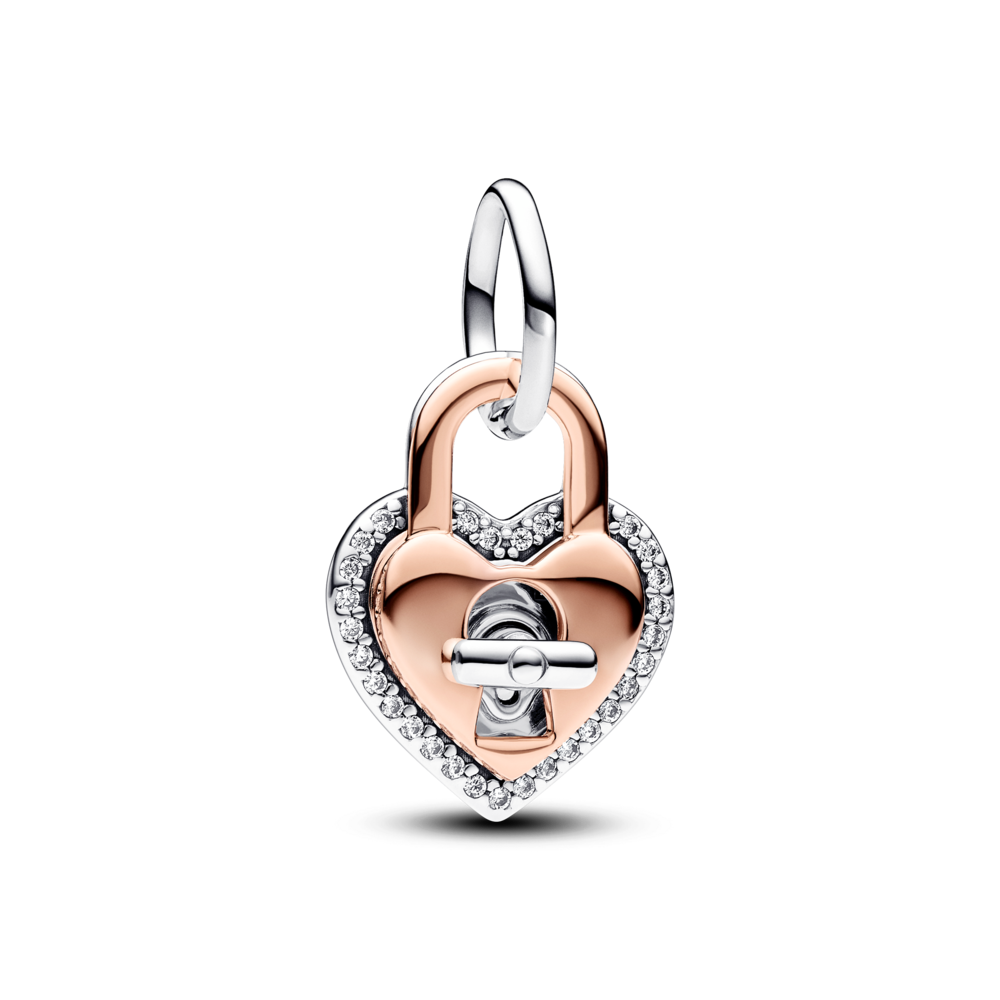 תליון כסף ורוז מנעול מנצנץ