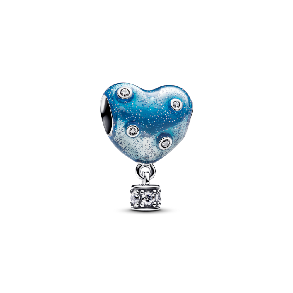 צארמ כסף כדור פורח לב כחול