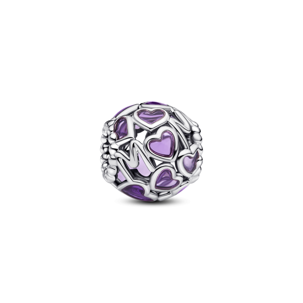 צארמ כסף Mum לבבות סגולים