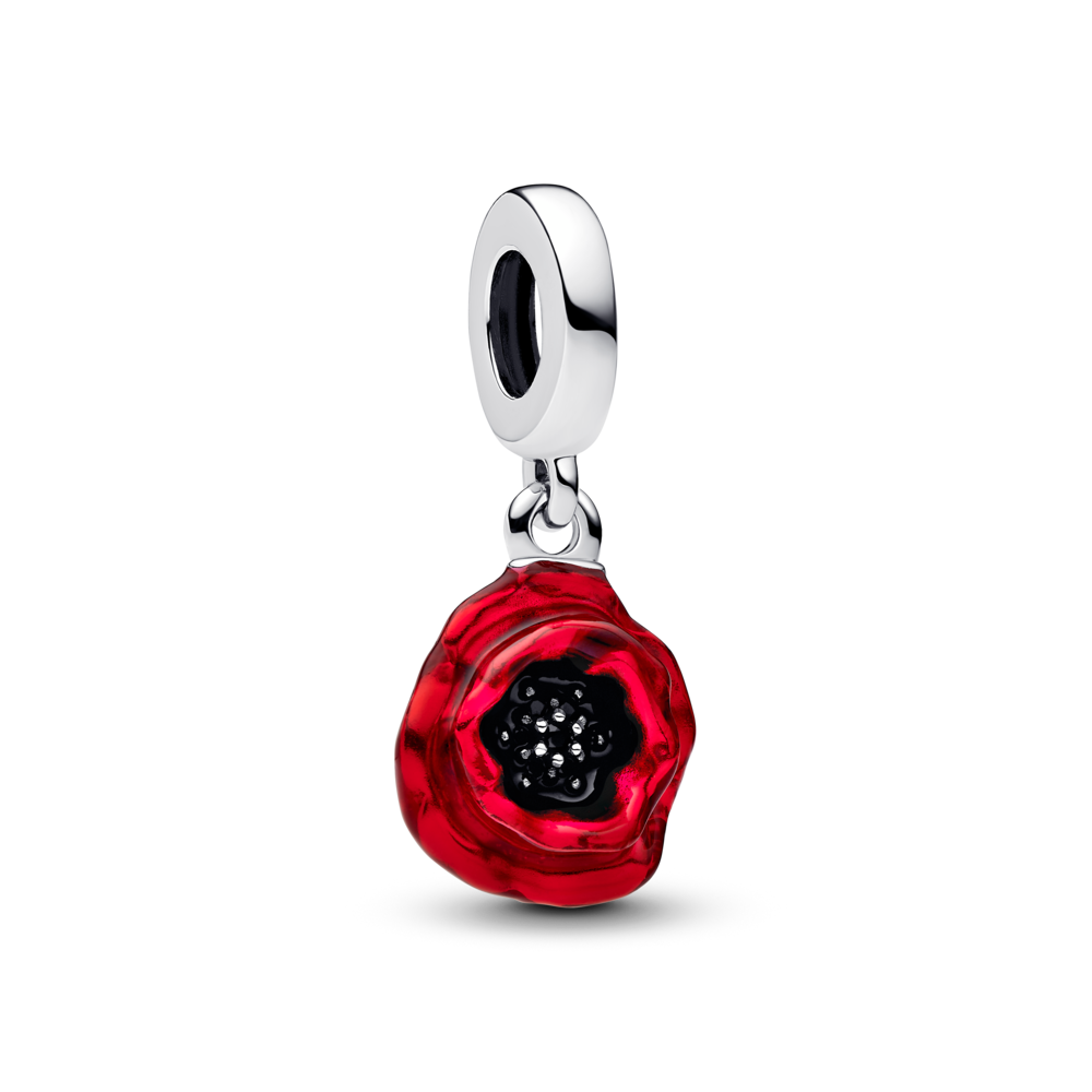 תליון כסף פרח אדום