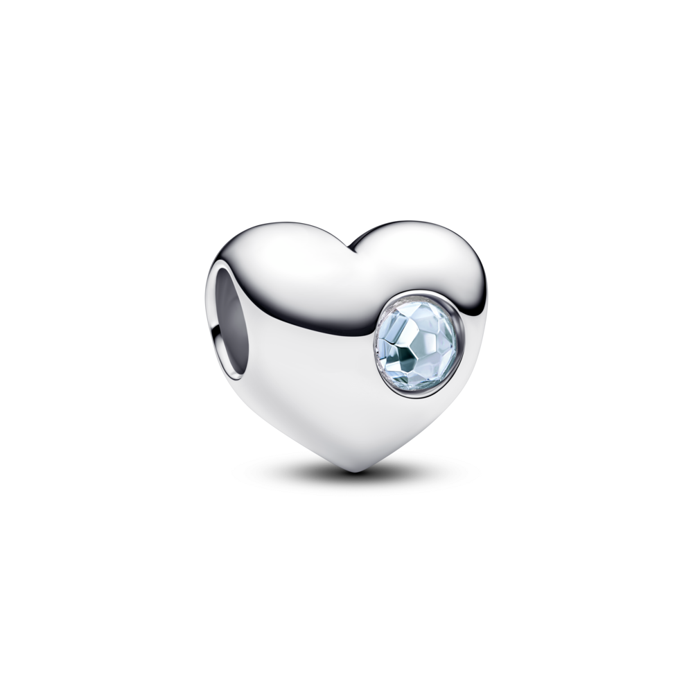 צ׳ארמ לב כסף עם אבן החודש מרץ ניתן לחריטה