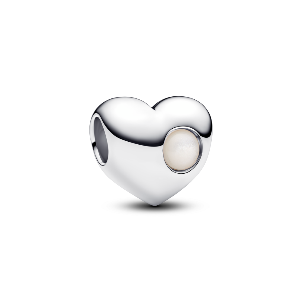 צ׳ארמ לב כסף עם אבן החודש יוני ניתן לחריטה