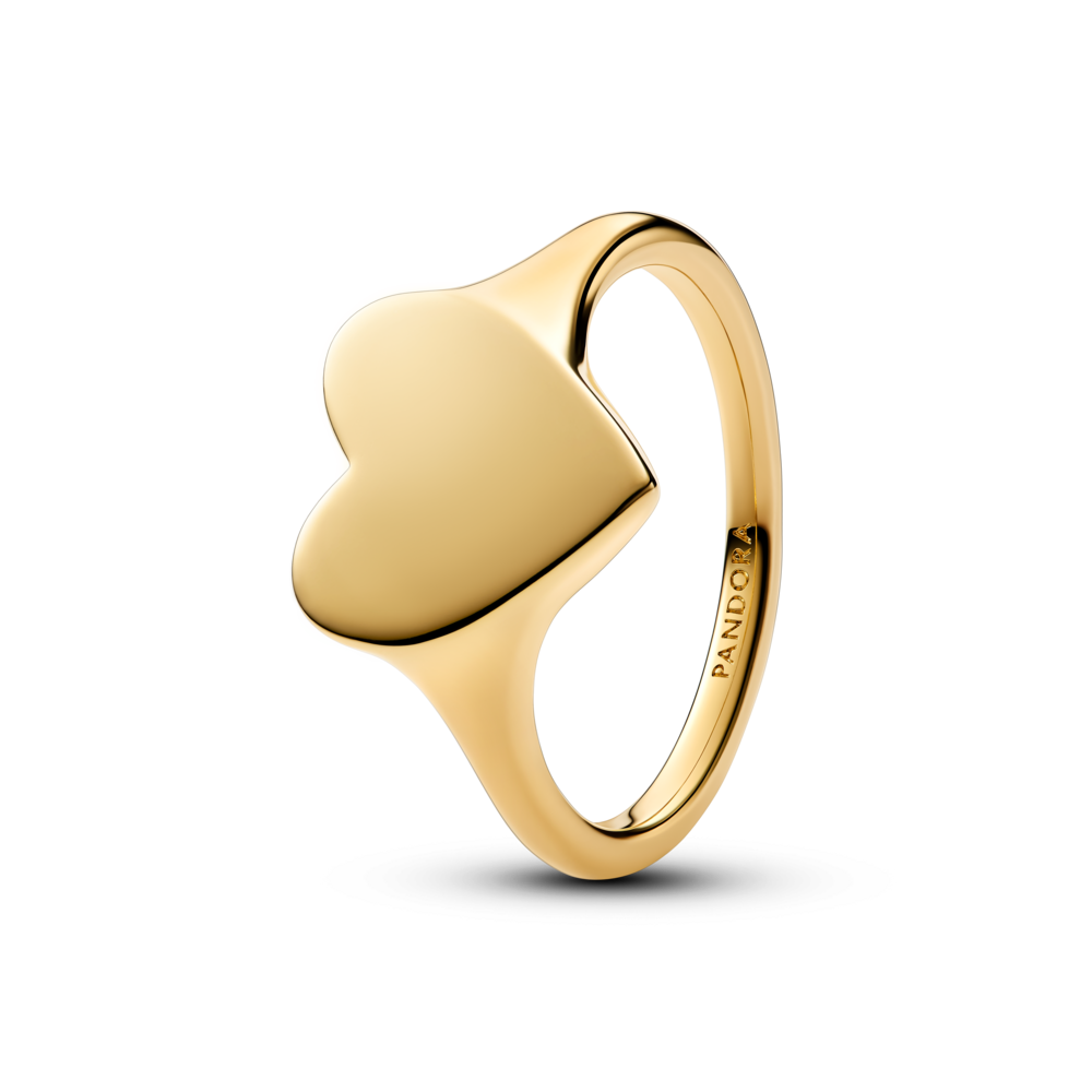 טבעת חותם לב ציפוי זהב ניתנת לחריטה