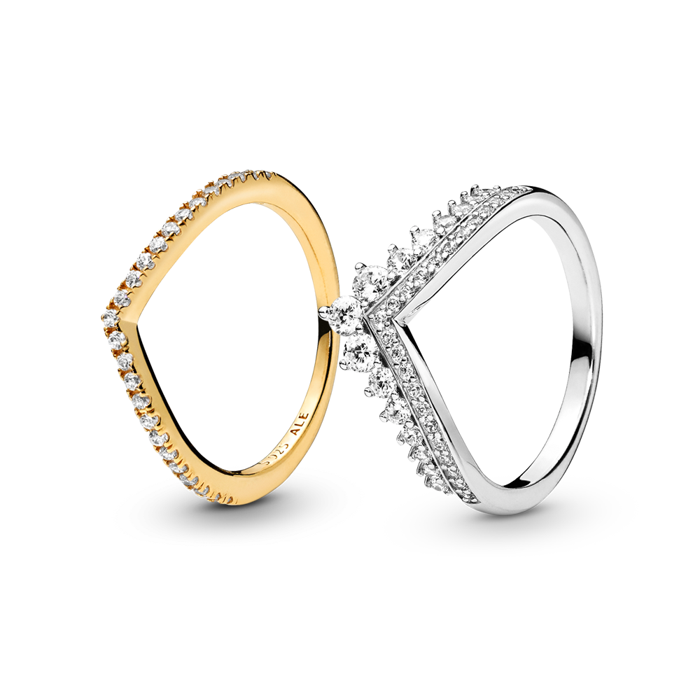 סט טבעות משתלבות כסף וציפוי זהב