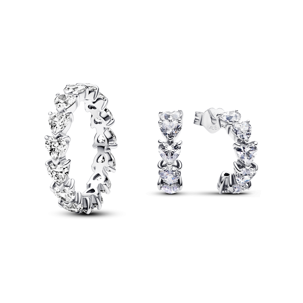 סט כסף טבעת ועגילי חישוק איטרניטי לאב