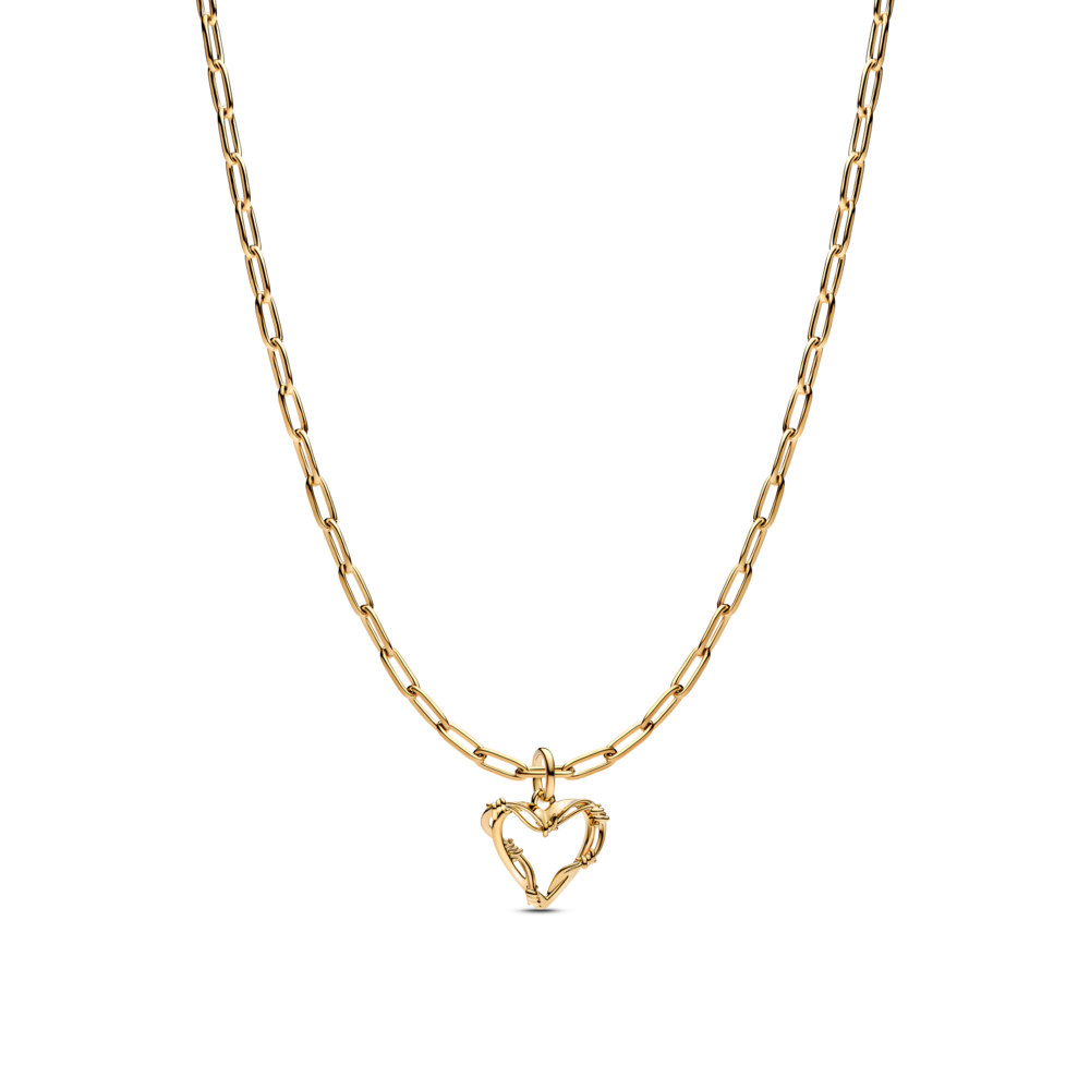 סט שרשרת לינקים קטנים ומדליון לב ME ציפוי זהב