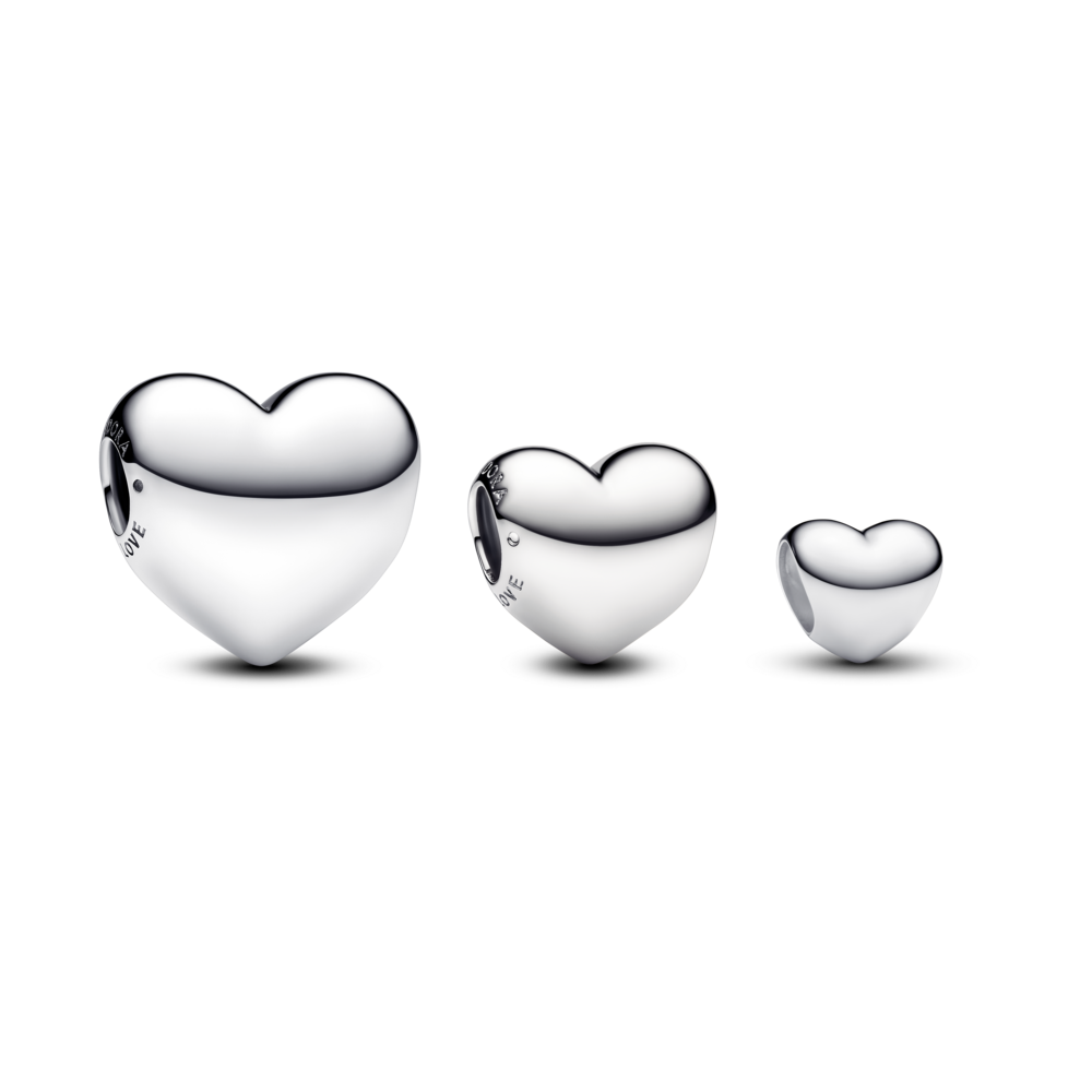 סט צארמס לבבות כסף בגדלים שונים