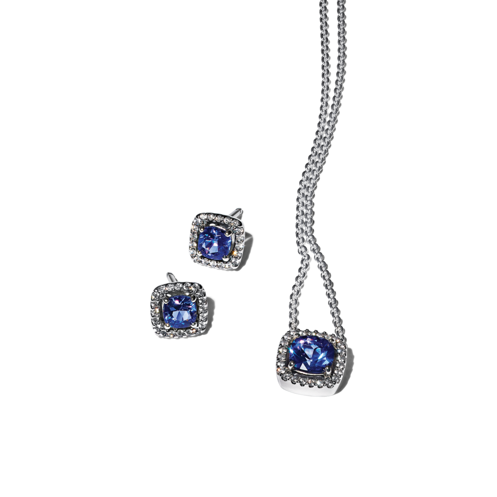 סט שרשרת ועגילי כסף אבן כחולה