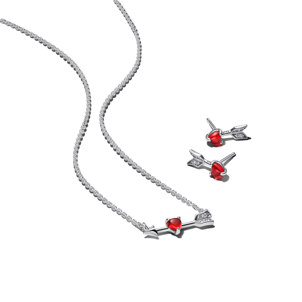 סט כסף שרשרת ועגילים חץ אהבה