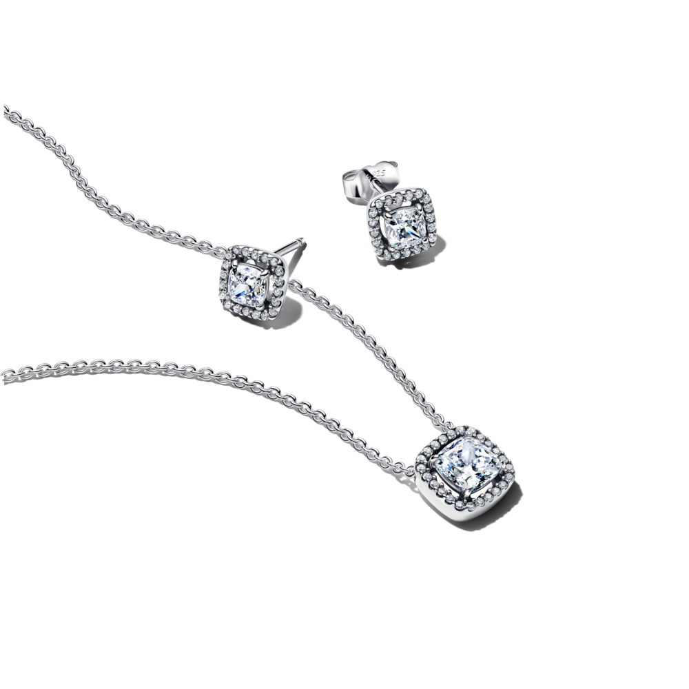 סט שרשרת ועגילים צמודים בשיבוץ אלגנטי