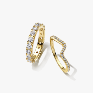 סט טבעות ציפוי זהב אהבה ניצחית