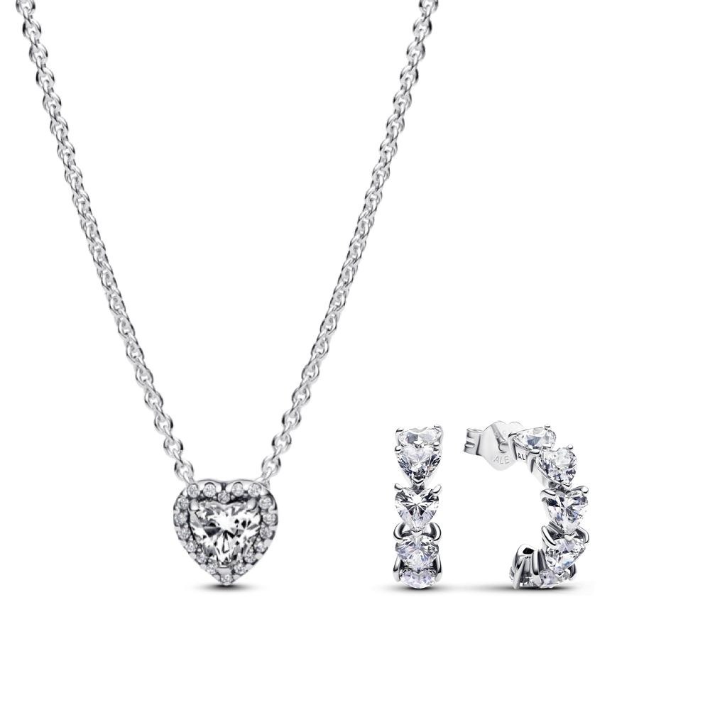 סט כסף שרשרת לב ועגילי איטרניטי לאב