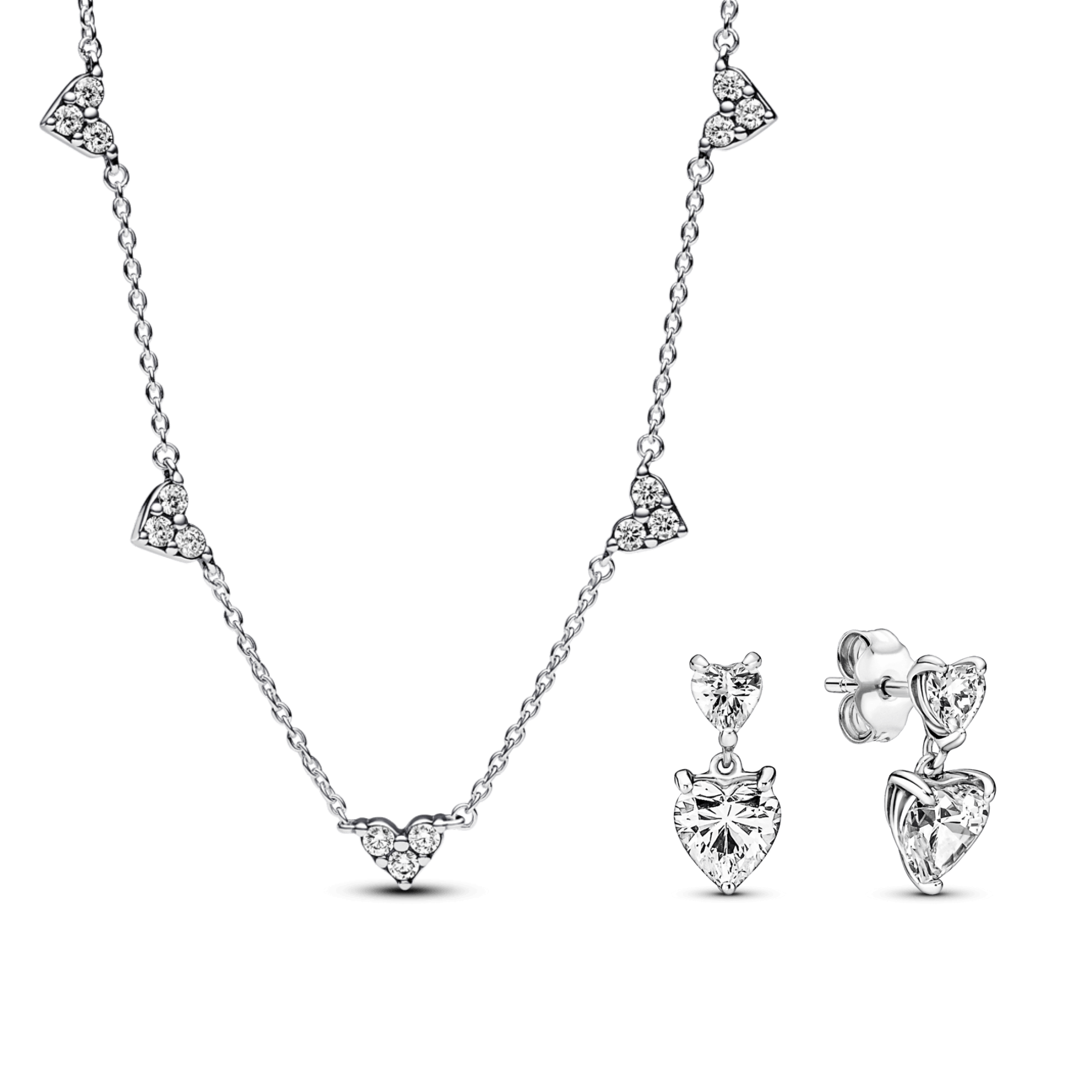 סט שרשרת טרו לאב ועגילים לב כפול