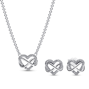 סט עגילים ושרשרת אינפיניטי לאב