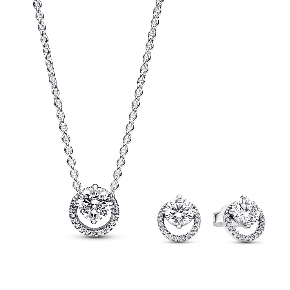 סט כסף שרשרת ועגילים הילה נוצצצת